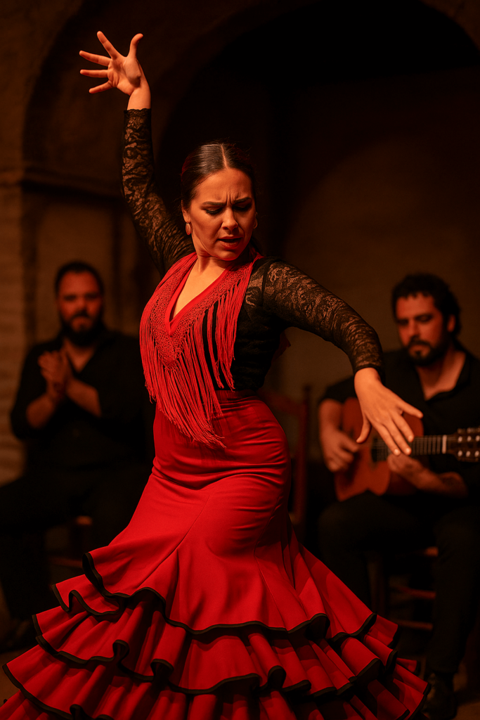 Bailaora flamenca en un tablao tradicional